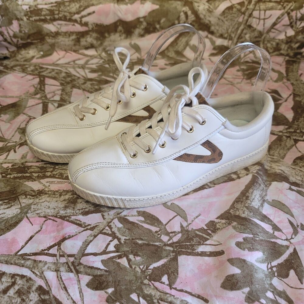 Tretorn Nylite Leather With Animal Print Shoes Womens Size 9M
